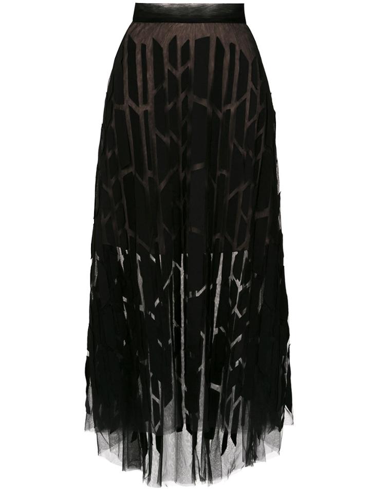 Gloria Coelho Tulle Panelled Midi Skirt - Black