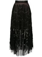 Gloria Coelho Tulle Panelled Midi Skirt - Black