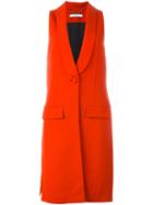 Givenchy Sleeveless Long Jacket, Women's, Size: 42, Red, Viscose/wool
