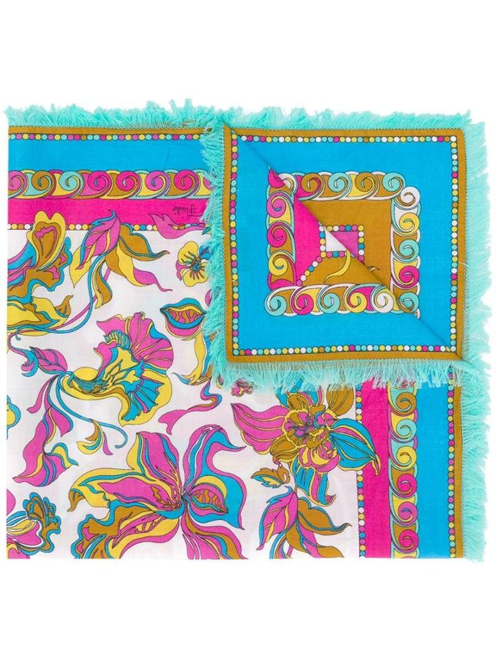 Emilio Pucci Rivera Print Silk Square Scarf - Pink