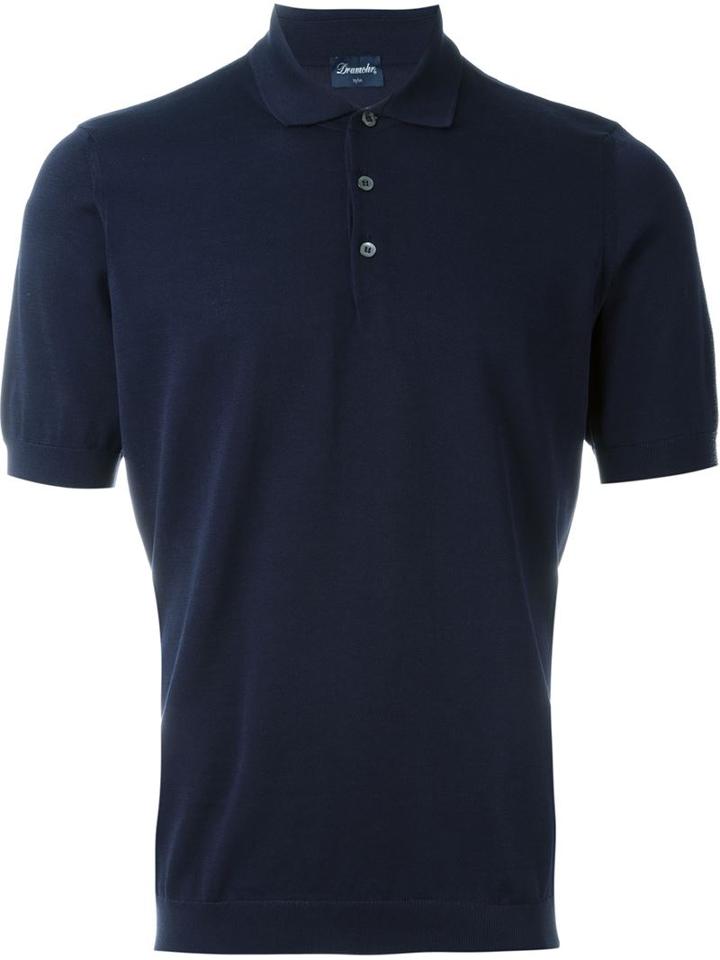 Drumohr Classic Polo Shirt, Men's, Size: 48, Blue, Cotton