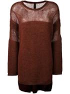Ilaria Nistri Crew Neck Long Pullover, Women's, Size: Large, Brown, Silk/polyamide/mohair/virgin Wool