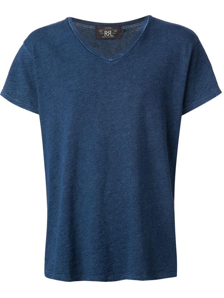 Rrl V-neck T-shirt, Men's, Size: L, Blue, Cotton