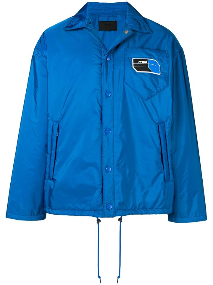 Prada Logo Patch Shirt Jacket - Blue
