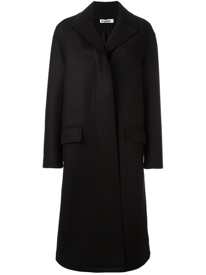 Jil Sander Single Breasted Coat, Women's, Size: 32, Black, Silk/cupro/virgin Wool