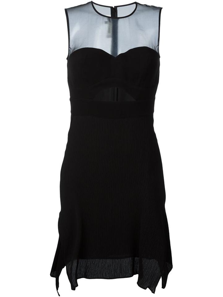 Mcq Alexander Mcqueen Sheer Pleated Dress, Women's, Size: 44, Black, Polyester/triacetate/silk