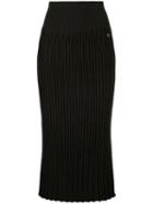 Chanel Pre-owned Ribbed Fitted Midi Skirt - Black