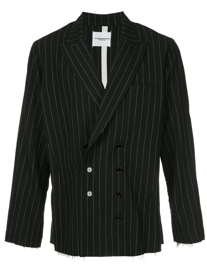 Takahiromiyashita The Soloist Striped Double-breasted Blazer - Black