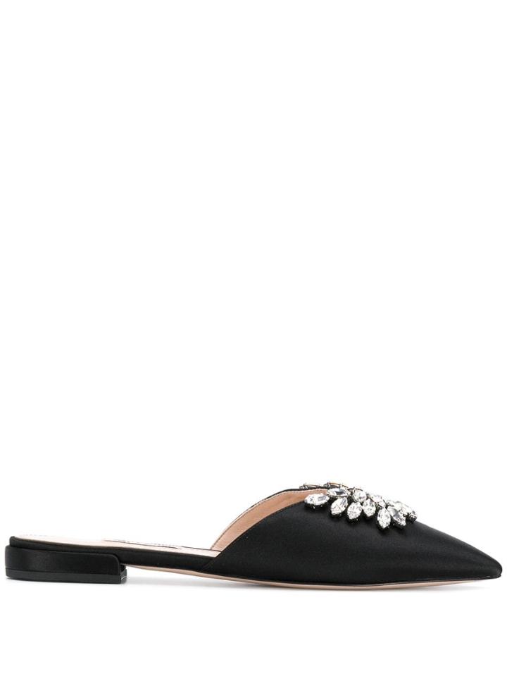 Miu Miu Bejewelled Slip-on Mules - Black