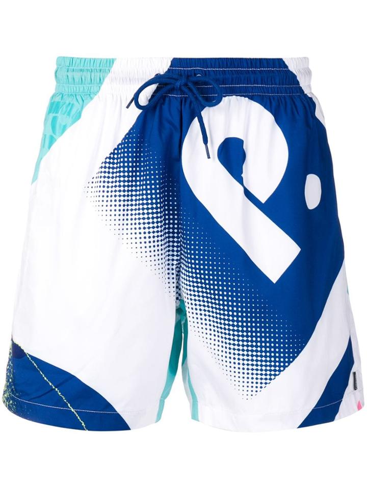 Paterson. Logo Print Swim Shorts - White