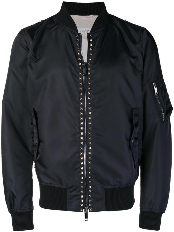 Valentino Rockstud Untitled Bomber Jacket - Blue