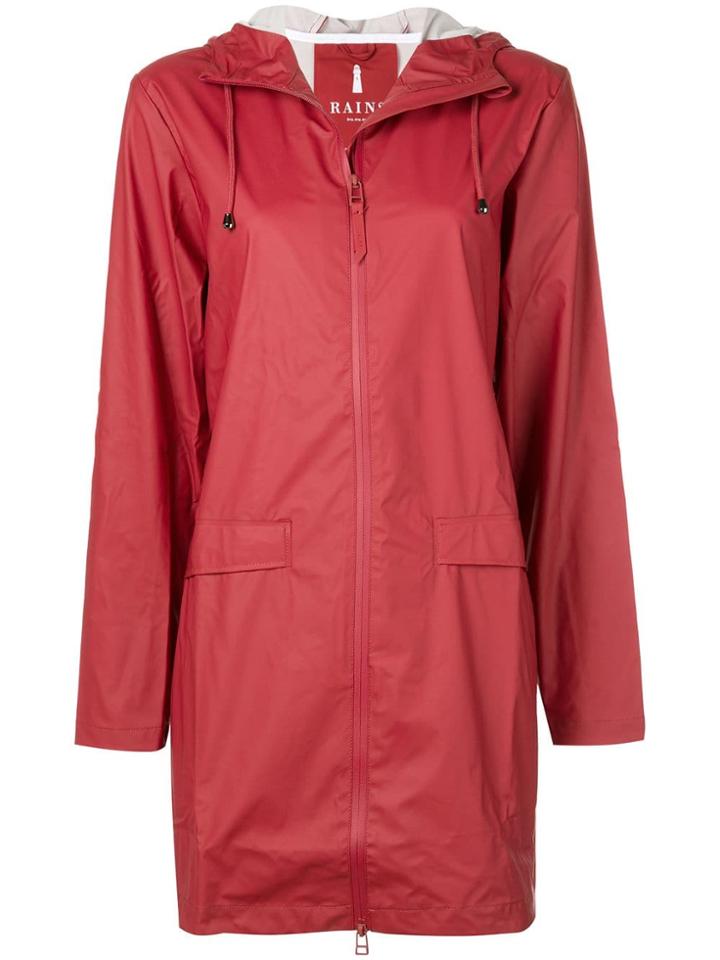 Rains Hooded Rain Jacket - Red