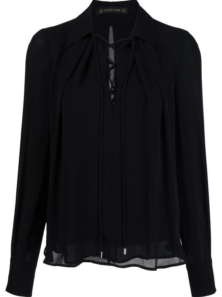 Plein Sud Lace-up Neck Blouse