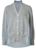 Sacai Mesh Panel Cardigan, Women's, Size: 1, Grey, Cotton/silk/polyester