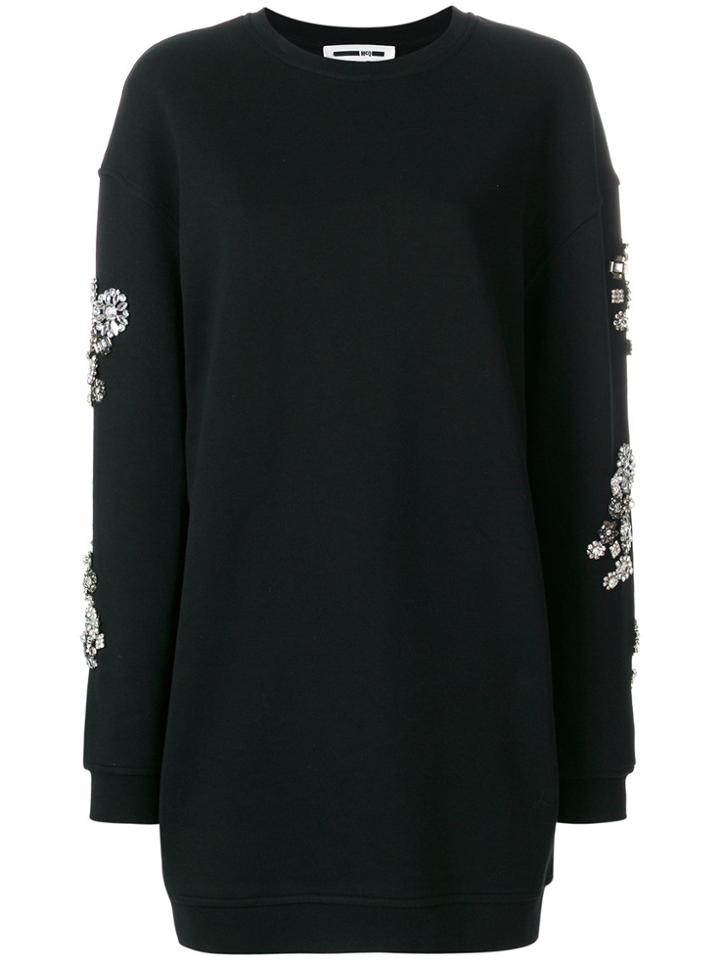 Mcq Alexander Mcqueen Embellished Sweatshirt Dress - Black
