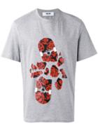 Msgm Floral Printed T-shirt, Men's, Size: Medium, Grey, Cotton