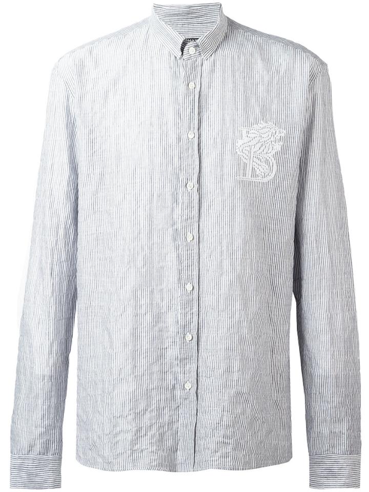 Balmain Lion Pinstriped Shirt - Blue