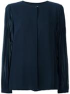 Michael Michael Kors - Pleated Sleeves Blouse - Women - Polyester - S, Blue, Polyester