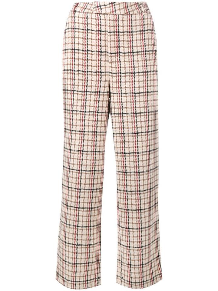 Ganni 'duncan' Check Trousers, Women's, Size: Small, Nude/neutrals, Wool/viscose/acetate