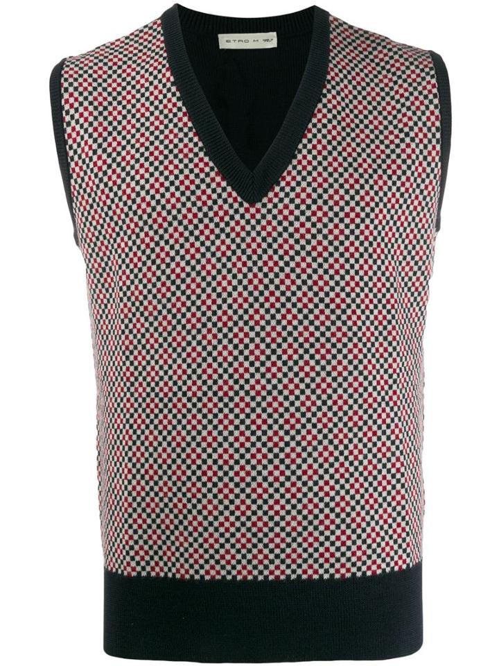 Etro Sleeveless Checkered Sweater - Blue