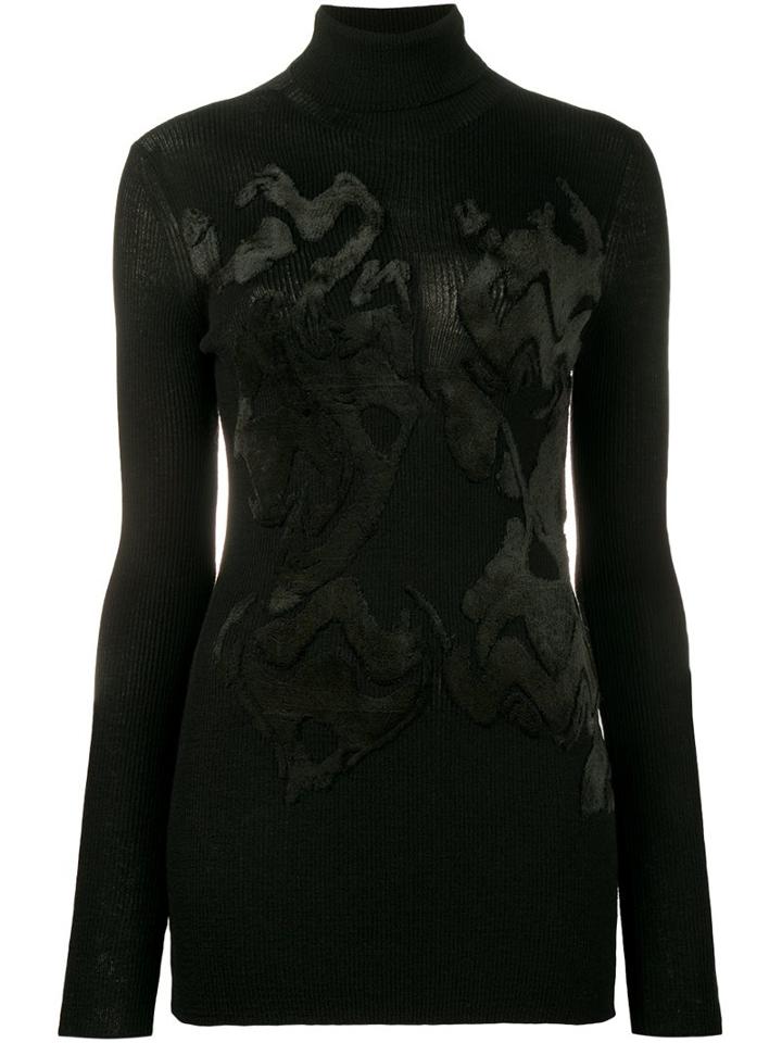 Ann Demeulemeester Ribbed Jacquard Jumper, Women's, Size: 42, Black, Nylon/viscose/wool
