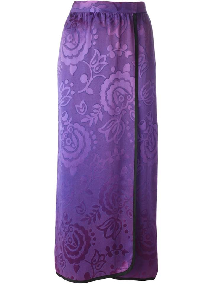 Yves Saint Laurent Vintage Satin Jacquard Skirt - Pink & Purple
