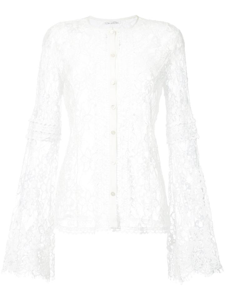 Oscar De La Renta Lace Embroidered Top - White