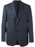 Ermenegildo Zegna Checked Blazer, Men's, Size: 54, Blue, Wool/cupro/silk/linen/flax