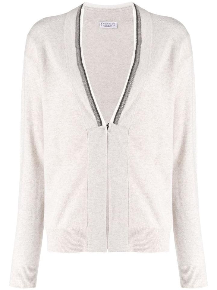 Brunello Cucinelli Bead-embellished Cardigan - Neutrals