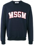 Msgm - Logo Print Sweatshirt - Men - Cotton - S, Blue, Cotton
