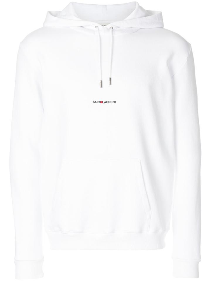 Saint Laurent Branded Hoodie - White