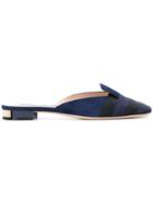 Giorgio Armani Striped Flat Mules - Blue