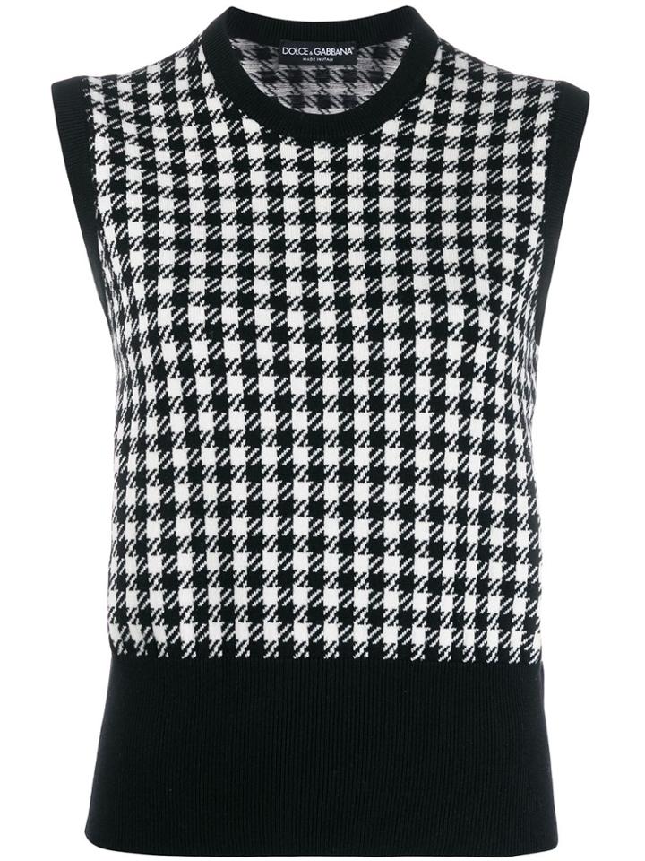 Dolce & Gabbana Cashmere Houndstooth Top - White