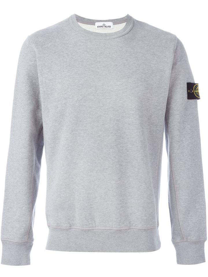 Stone Island Arm Patch Sweatshirt, Men's, Size: Xl, Grey, Cotton