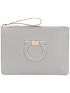 Salvatore Ferragamo Embossed Gancio Clutch - Grey