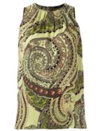 Etro Paisley Print Tank Top, Women's, Size: 40, Green, Silk