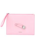 Versus Safety Pin Clutch, Women's, Pink/purple, Calf Leather/metal/polyester
