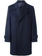 Alexander Mcqueen Single-breasted Coat, Men's, Size: 52, Blue, Cotton/cashmere/virgin Wool