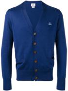 Vivienne Westwood Man - V-neck Cardigan - Men - Cotton - L, Blue, Cotton