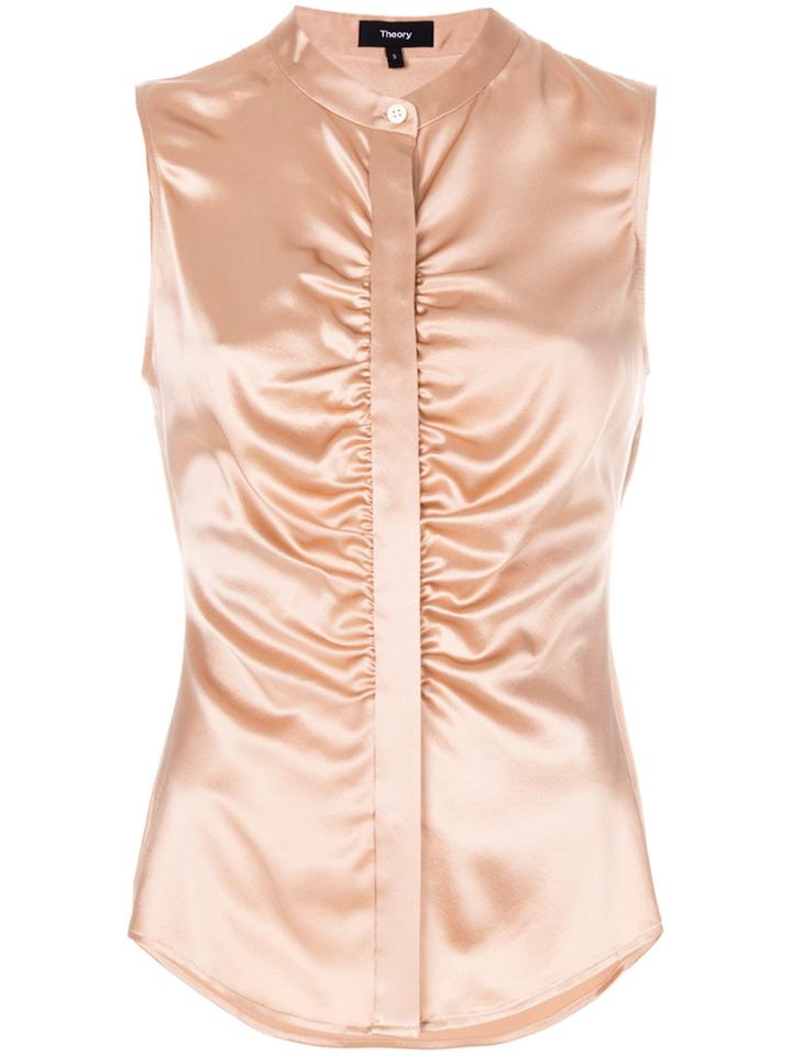 Theory Gathered Front Sleeveless Shirt - Pink & Purple