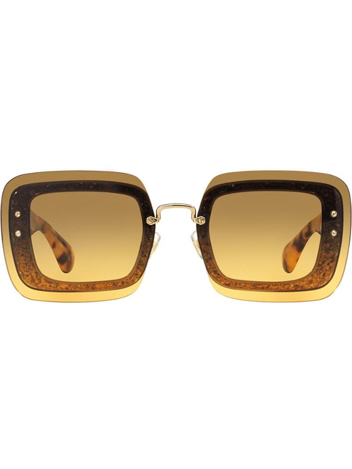 Miu Miu Reveal Glitter Sunglasses - Brown