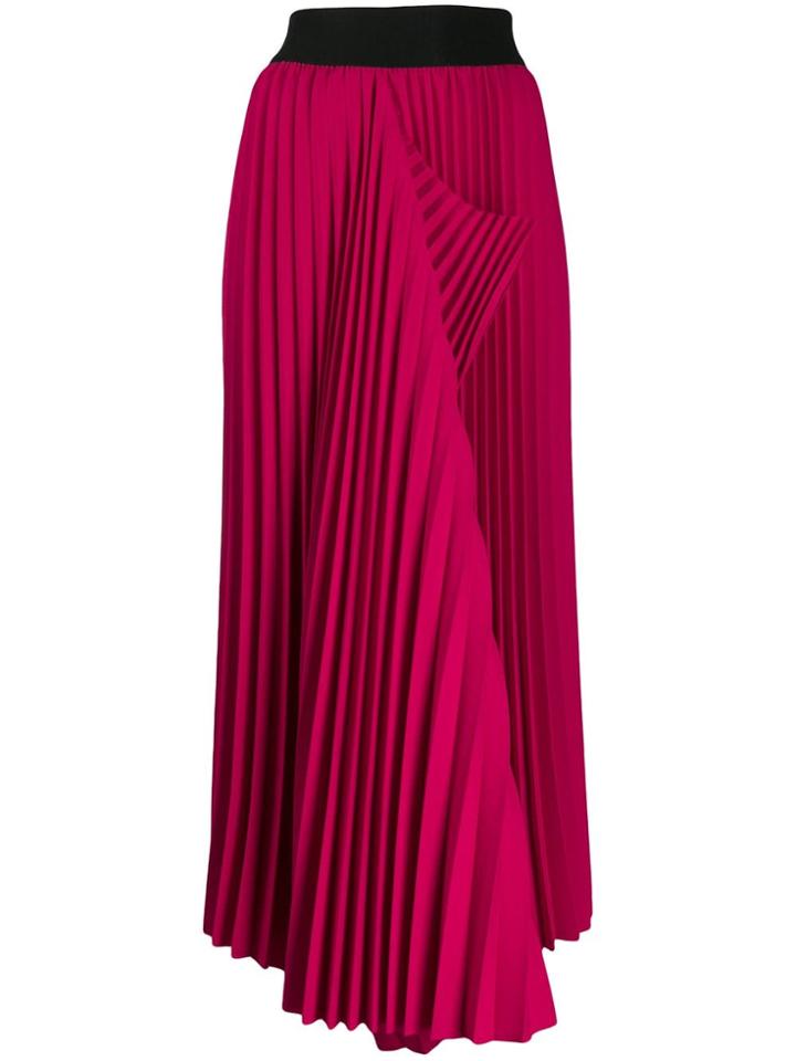 Maison Flaneur Asymmetric Hem Pleated Skirt - Pink