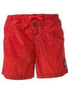 Stone Island Logo Swim Shorts - Red