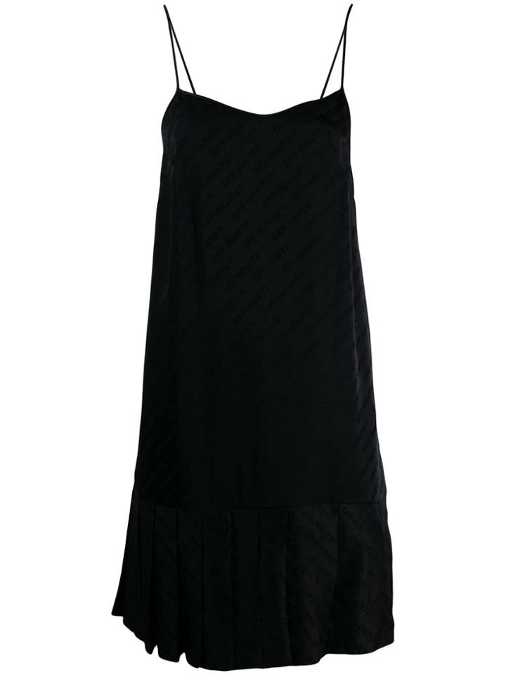 Off-white Plissé Slip Dress - Black