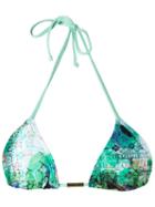 Lygia & Nanny Abstract Print Triangle Bikini Top, Women's, Size: G, Green, Polyamide/spandex/elastane
