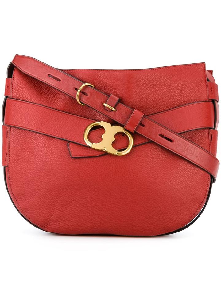 Tory Burch Metallic Buckle Shoulder Bag, Women's, Red