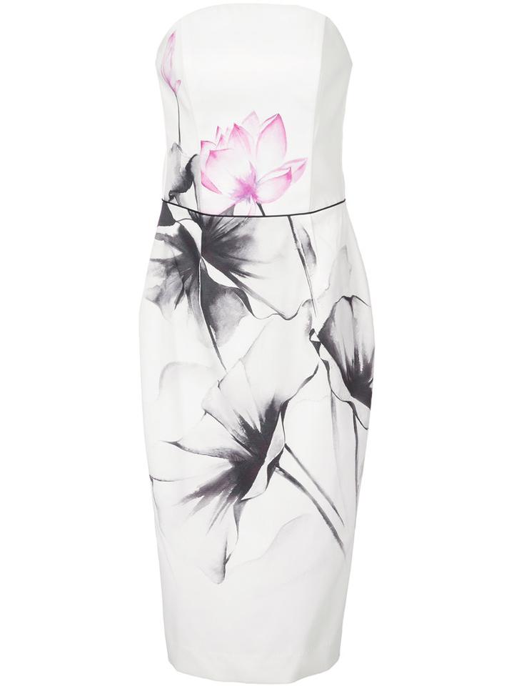 Nha Khanh Floral Fitted Dress, Women's, Size: 10, White, Polyester/spandex/elastane