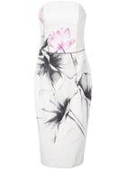 Nha Khanh Floral Fitted Dress, Women's, Size: 10, White, Polyester/spandex/elastane