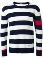Guild Prime Round Neck Striped Jumper, Men's, Size: 1, Blue, Lambs Wool