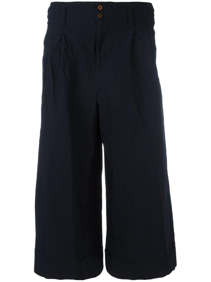 Comme Des Garçons Wide Leg Cropped Pants - Black